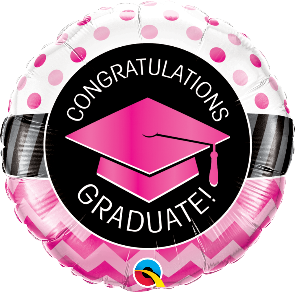 18" - Graduate Pink Chevron Dots